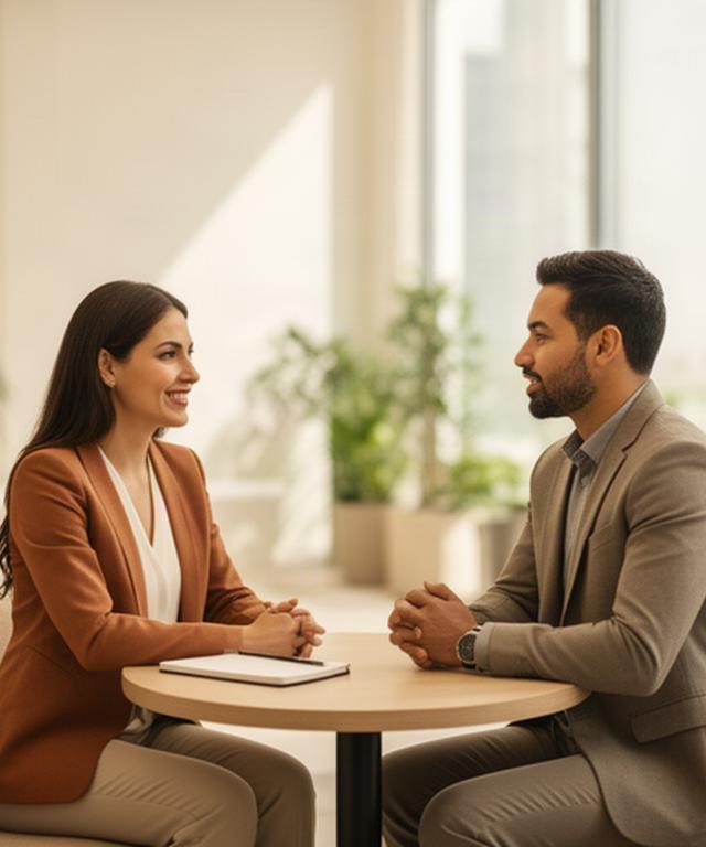 Colloquio di selezione tra una recruiter e una candidata in un ufficio luminoso